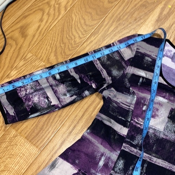 Laura Purple &  Black Abstract Mid Sleeve A Line Top/Blouse (Size Medium) - Picture 5 of 8